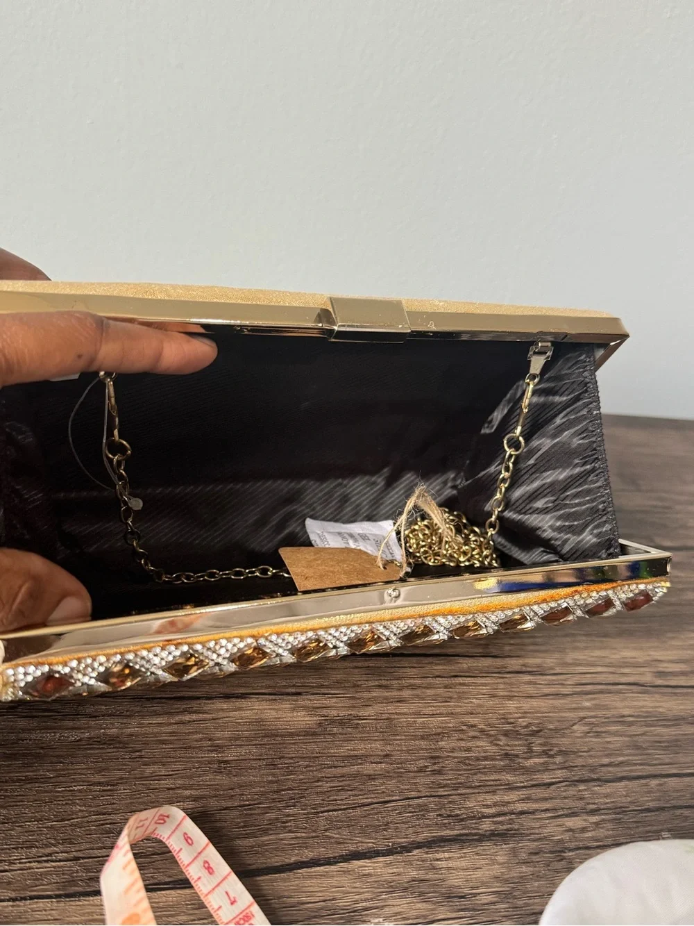 Gold Rhinestone Evening Clutch - Elegant Sparkle